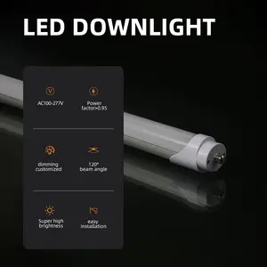 Tubo de luz T8 3000k 4000k 6500k, lâmpada fluorescente de alta eficiência e economia de energia, tubo de luz dividido, 0.6m/1.2m