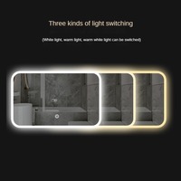 Miroir LED intelligent sans cadre pour salle de bain, interrupteur tactile, grand rectangle, verre flottant, éclairage LED IP44, vente en gros d'usine, pour salon