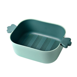 Double Layer Vegetable Washing <b>Basket</b> <b>Plastic</b> Drain Basin With Lid For Kitchen Use - Product Image 4