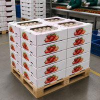 Boîte à cerises en carton ondulé personnalisée avec poignée, trous de ventilation, carton kraft, boîte cadeau pour fruits frais