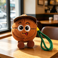 Nouveau porte-clés en peluche mignon de ballon de sport, style dessin animé Kawaii, marron et orange, avec motifs de basketball, chapeau de cowboy, dreadlocks, football et soccer