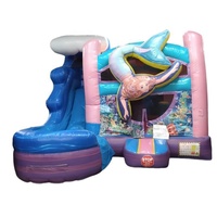 Château gonflable commercial rose sirène au design innovant avec toboggan pour enfants