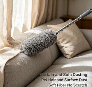 Microfiber Multi-Functional Furniture <b>Cleaning</b> <b>Duster</b> Set Flexible Adjustable Telescopic Handle Replaceable Head for Household - Product Image 5