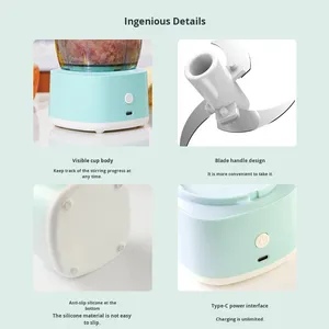 Picadora de Carne Eléctrica Multifuncional de Acero Inoxidable y ABS para el Hogar, Procesador de Alimentos, Picadora de Ajo y Verduras, Ideal para Alimentos de Bebé - Product Image 2