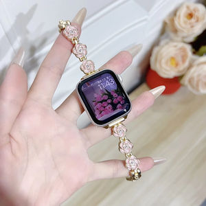 Nouvelle Tendance Upro : Bracelet de Remplacement en Métal de Luxe à Motifs Floraux pour Apple Watch S10 42 46 mm S9 S8 41 45 – Bracelets pour Femme - Product Image 1