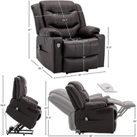 Fauteuil inclinable moderne pour adulte, grand modèle, avec assistance électrique, fonction massage, poches latérales extra larges en bois