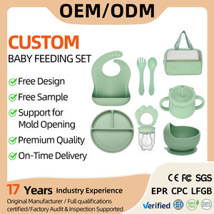 Ensemble d'alimentation <span class=keywords><strong>pour</strong></span> bébé en silicone personnalisé en gros, ensemble de vaisselle <span class=keywords><strong>pour</strong></span> nouveau-né, ensemble d'assiettes <span class=keywords><strong>pour</strong></span> bébé, ensemble d'alimentation en silicone avec sac de rangement - Product Image 1
