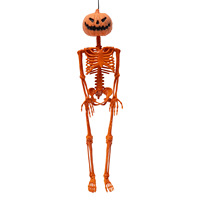 Nouvelle décoration d'Halloween transfrontalière : Tête de citrouille squelette de 40 cm pour maison hantée, simulation d'activité