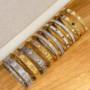Wholesale 2025 Handmade DIY 18K Gold Plated Waterproof Stainless Steel Bracelet Sets Trendy <b>Bangles</b> for <b>Men</b> Women for Gifts - Product Image 4