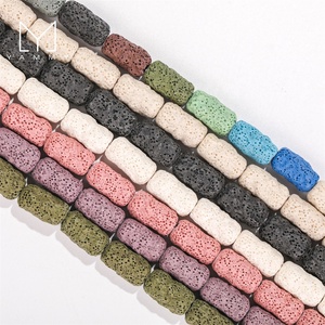 Yammy ร้อนขายส่งอย่างดีโปแลนด์หลอดบาร์เรลรูปร่างหินหลวมธรรมชาติภูเขาไฟลาวาหินลาวาสีดําลูกปัดสําหรับเครื่องประดับทํา - Product Image 3