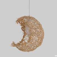 Lampe suspendue en rotin tressé à la main, forme de lune, lampe en forme de croissant organique, lampe décorative d'intérieur pour salle à manger, bar