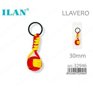 Portachiavi Ilan con Sfera da 30mm, Anello Nero e Colori Rosso e Giallo - Product Image 1