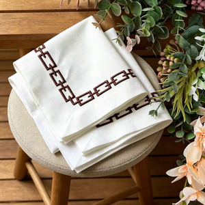 Nappe en lin 100% réutilisable, lavable, douce, durable, brodée, personnalisée, style européen moderne, pour la maison, les fêtes, les mariages - Product Image 3