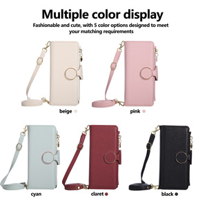 Funda tipo cartera para Samsung Galaxy Z Fold3 4 5 6 <span class=keywords><strong>7</strong></span> para mujer, con correa cruzada, funda de cuero con tapa y soporte para Fold 8 - Product Image 2