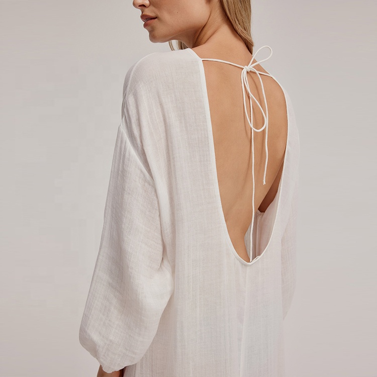 ENYA Summer Women Cotton Open Back Kaftan Dresses