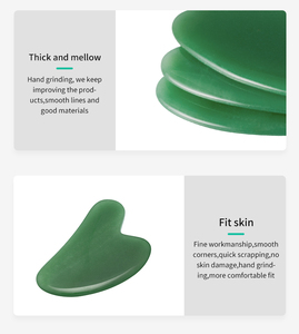 Strumento Gua Sha <span class=keywords><strong>in</strong></span> Vera Giada Naturale con Logo Personalizzato, <span class=keywords><strong>Massaggiatore</strong></span> Facciale per Modellare il Contorno della Mascella e Ridurre il Gonfiore - Product Image 5