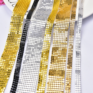 3Mm Aluminum Mesh Fabric Trim Sparkly Metal <strong>Sequin</strong> Hotfix Ribbon Tape Black Silver Gold Rhinestones Bridal Applique Diy Bags <strong>Bra</strong> - Product Image 1