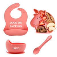 100% Food Grade Siliconen Grip Schotel Verdeeld Ontwerp Peuter Plaat Bpa Gratis Zuig Silicone Baby Eenhoorn Platen
