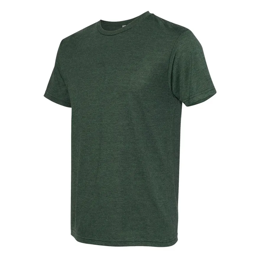 Stampa personalizzata morbida da uomo Basic girocollo Color erica 50% poliestere 25% cotone Tri 25% misto Rayon T Shirt