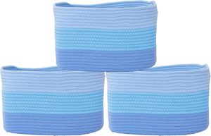 Paquete de 3 Cestas de Almacenamiento de Cuerda de Algodón Arcoíris, Cestas Organizadoras Tejidas Coloridas para el Hogar, el Aula, la Guardería, Estantes, Juguetes, <span class=keywords><strong>Cesta</strong></span> de Regalo - Product Image 3