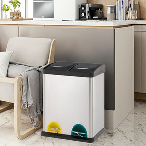 Sello fuerte <span class=keywords><strong>de</strong></span> acero inoxidable, 2 <span class=keywords><strong>compartimentos</strong></span>, <span class=keywords><strong>cubo</strong></span> <span class=keywords><strong>de</strong></span> <span class=keywords><strong>basura</strong></span> <span class=keywords><strong>de</strong></span> cocina interior, cubos <span class=keywords><strong>de</strong></span> reciclaje operados con Pedal, <span class=keywords><strong>cubo</strong></span> <span class=keywords><strong>de</strong></span> <span class=keywords><strong>basura</strong></span> <span class=keywords><strong>de</strong></span> fábrica - Product Image 2