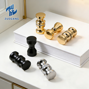 Poignée de porte en verre sans cadre pour salle de bain, argent brillant/noir mat/or, boutons de porte de douche dos à dos, poignée de porte en verre - Product Image 1