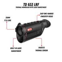 Monoculaire thermique TD633 LRF Guide 2X 640x512 avec capteur CCD 35 mm, carte SD, écran portable de 0,36''