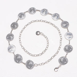Cadena de cintura metálica para mujer, estilo europeo-americano, con diseño de monedas, accesorio de moda para vestido de fiesta, de aleación de zinc, de una sola vuelta. - Product Image 4
