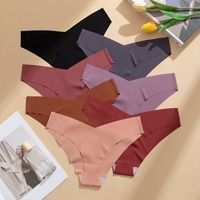 Sous-vêtements grande taille personnalisés pour femme découpe laser invisible sans trace de soie de glace sans couture culotte de bikini