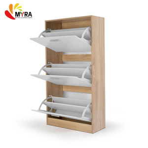 Armadio Portascarpe Organizzatore con Grande Capacità, Scaffalatura per Ingresso, Stile Legno, Mobile Portascarpe in MDF con 3 Ante - Product Image 4