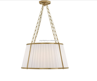 Lustre suspendu en tissu laiton rond simple et moderne personnalisé pour la maison projet d'îlot de cuisine Windsor grand abat-jour suspendu