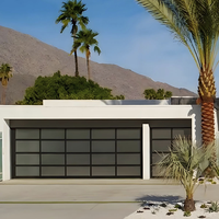 Porte de garage sectionnelle moderne en verre trempé dépoli 9x8 9x7 16x7, porte de garage électrique en plexiglas pour la maison