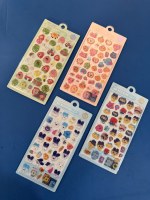 Pegatinas Decorativas 3D de Epoxi con Acabado Transparente Brillante, Calcomanías en Relieve con Diseños de Animales, Frutas y Pan, Adornos para Cuadernos y Vasos