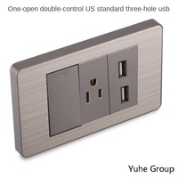 Prise murale américaine standard durable avec ports USB Type-C, panneau tactile en acier inoxydable, interrupteur multiprise 16A