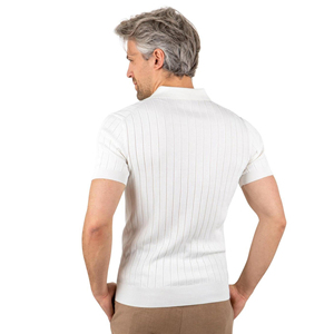 Polos tricotés à <span class=keywords><strong>manches</strong></span> <span class=keywords><strong>courtes</strong></span> avec col en tricot torsadé pour hommes Design personnalisé de gros - Product Image 2