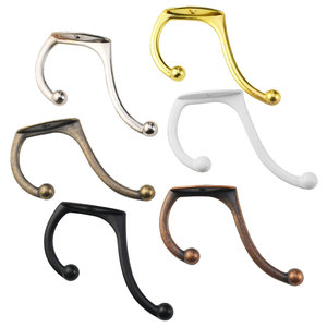 Retro Zinc Alloy Clothes Hook Wall Mounted Antique Bronze Black <b>Silver</b> White Gold Door Back Cabinet Storage Hook - Product Image 5