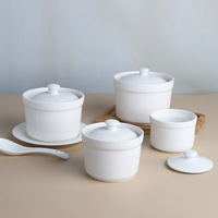 Fournisseur d'usine Restaurant Moderne Personnalisé 100% Mélamine Boîte à lunch Bol blanc Ensemble de bols à soupe avec couvercle