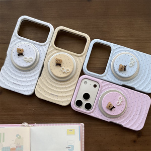 เคสโทรศัพท์แบบแข็งลายหมีจุดพร้อมขาตั้งแม่เหล็ก สำหรับ iPhone 17 Pro Max 16 15 14 ฝาหลังแบบมินิมอล - Product Image 3