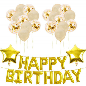 Vente flash - Ballons en or rose avec inscription Joyeux anniversaire - Décoration de fête - Ensemble de ballons à paillettes - Product Image 1