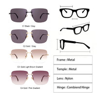 SITIER ODM&OEM Lunettes de soleil carrées sans monture unisexes tendance avec protection UV400