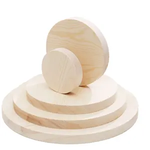 Family DIY project decorative unfinished round wooden board thick wooden blocks for children