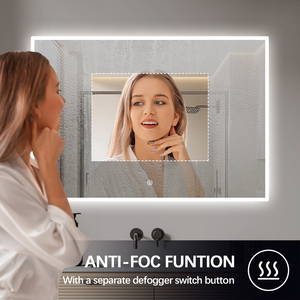 Miroir de salle de bain LED moderne 30*36 pouces rectangulaire éclairé pour le maquillage pour les hôtels, indice de protection IP44, style CTL301 - Product Image 5