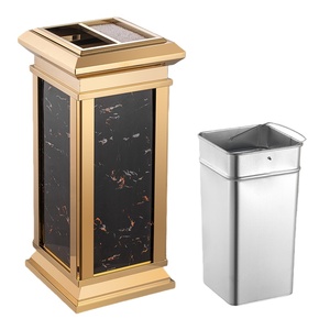 Cubo de basura de acero inoxidable para áreas públicas, cubo de basura duradero de gran capacidad, contenedor de basura moderno para hoteles y restaurantes - Product Image 4
