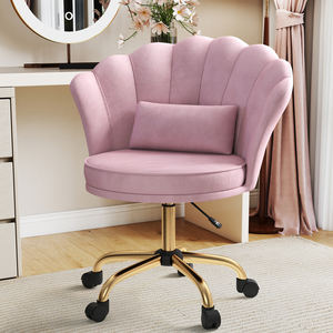 Chaise de coiffeuse pivotante moderne en velours avec dossier en forme de pétale, design ergonomique, hauteur réglable pour chambre, maison, hôtel, dressing - Product Image 1