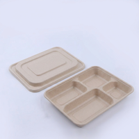 Gezonde Portie 4-Vaks Eco-vriendelijke 32 oz Suikerriet Bagasse Gedeelde Voedselcontainer voor Bento Box Schoolkantine
