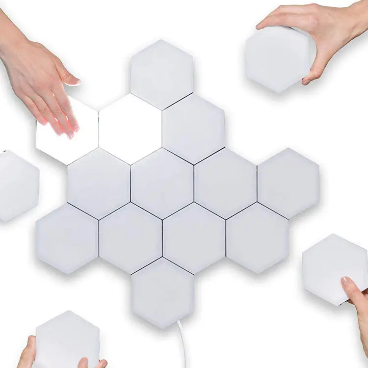 Touch Sensor Wall Lamp Creative Home Decor LED Hexagon Magnetic Modular Touch DIY Led Night Hexagon Lights