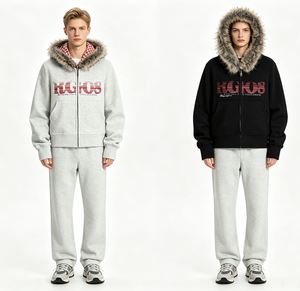 Sweat à <span class=keywords><strong>capuche</strong></span> zippé court pour homme <span class=keywords><strong>avec</strong></span> <span class=keywords><strong>capuche</strong></span> à bordure, doublure à carreaux rouges, imprimé graphique lettres vintage, style streetwear décontracté - Product Image 2