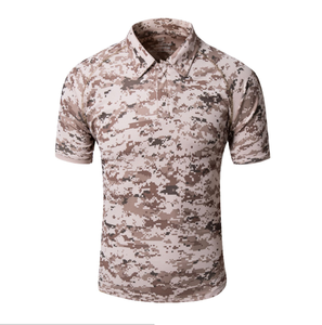 T-shirt tactique camouflage d'extérieur à manches courtes avec passant pour lunettes, poche zippée sur les manches, et fermeture auto-agrippante – Idéal pour le combat et le cosplay - Product Image 1