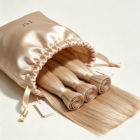 Sac en satin doux personnalisé avec logo imprimé, sacs en soie, pochette anti-poussière en satin avec cordon de serrage, sac personnalisé pour perruques, extensions de cheveux, emballage pour cheveux