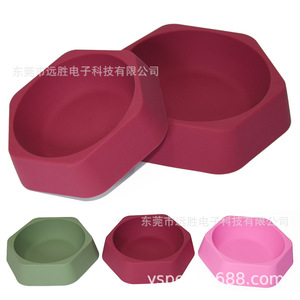 Hexagonal Silicone Pet <b>Bowl</b> Stainless Steel Inner Non Slip <b>Dog</b> Cat Feeding Dish Detachable Design For Pets - Product Image 2